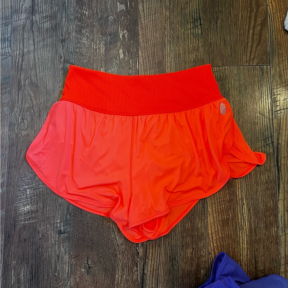 Free People Movement Game Time Shorts, lined, Size Large, Bright Orange